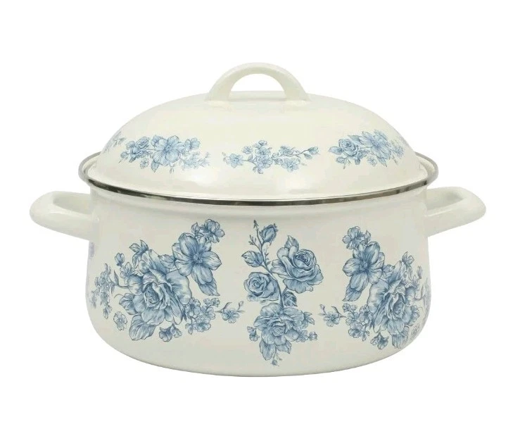 Pioneer Woman ~ AGATHA BLUE ~ 6.4 Quart Dutch Oven ~ Enamel On Steel Finish