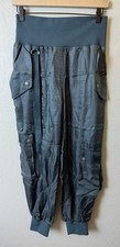 Cinq a Sept Giles Satin Cargo Pants Jogger Onyx Blue City School Women's Medium