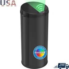 Touchless Motion Sensor 13 Gallon Trash Can Odor Filter Quiet Close Design Home