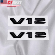 2pcs Black 3d V12 Trunk Car Fender Side Emblem Badge Sticker For S600