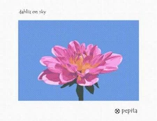 Dahlia On Sky Needlepoint Kit or Canvas