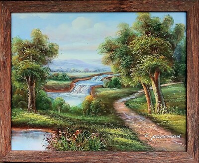 8x10 Inch Framed Landscape Oil Painting Titled ''Country Trail.''