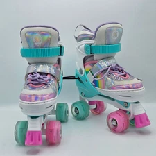SULIFEEL Rainbow Unicorn MEDIUM 13C-3 Big Kids Adjustable LightUp Roller Skates
