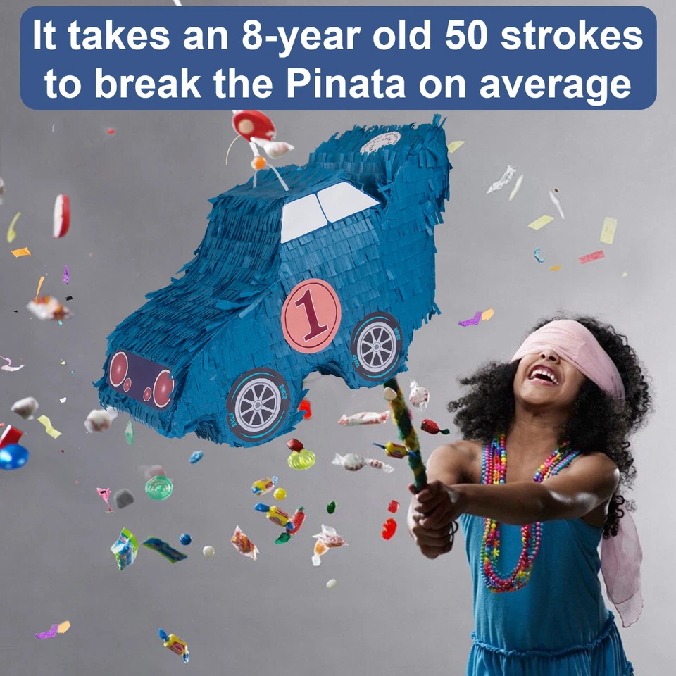 Blue Car Pinata Cinco de Mayo pinata with Hanging Loop For Kids Party Festivals - Image 2 of 4