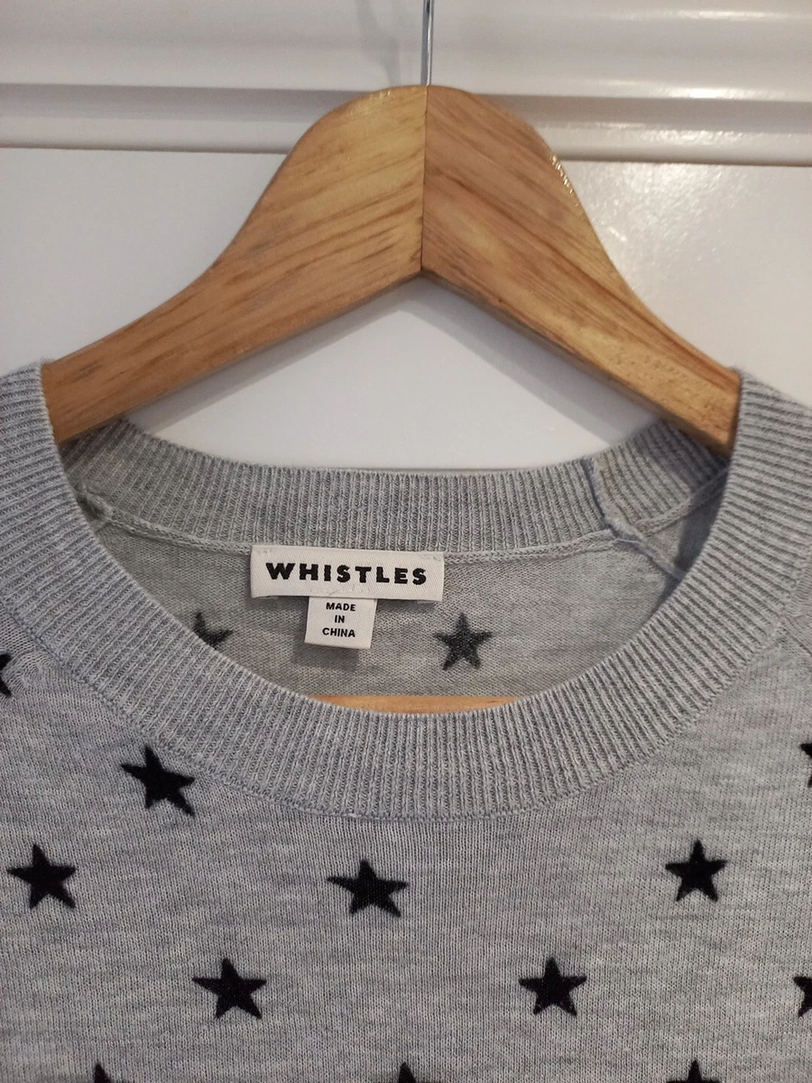 Whistles Grey Black Fine Knit Star Jumper Top Size 12 Uk eBay