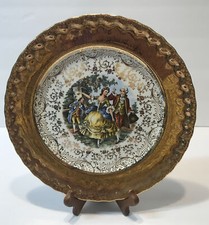 Vintage 50’s China Plate Colonial Times Made In USA 22 Karat Gold Stamp On Back