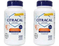 Citracal Petites 400mg Calcium Citrate Easy Absorbed Highly Soluble 200ct 2PACK