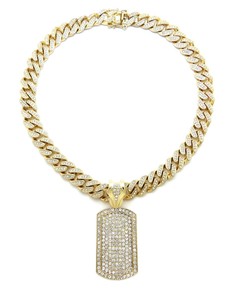 bling dog tag necklace