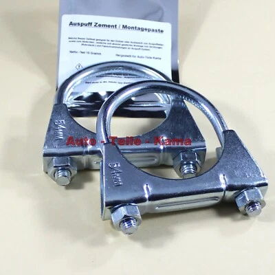 ✅ 2 x Auspuffschelle für Abgasanlage , Auspuff Montageschelle Schelle M8 Ø 54 mm - Bild 1 von 4