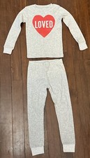 Carter  s 2 Piece Grey Heart Valentine  s Day Pajamas SZ 5 Sleep Set LOVED Striped