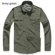 Men Cargo Shirt Quick Dry Detachable Sleeve Outdoor Trekking Camping Fishing