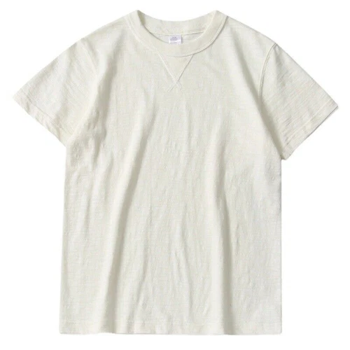 Men's Retro Heavyweight Us Slub Cotton Gusset Tubular Short Sleeve T-Shirt - Picture 5 of 30