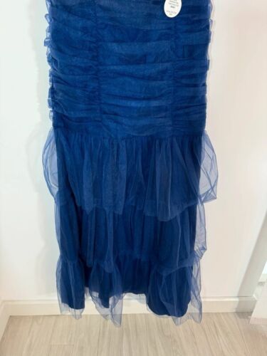 Chi Chi London Bandeau Tulle Bodycon Maxi Dress in Navy Size UK 10 BNWT - Picture 8 of 16