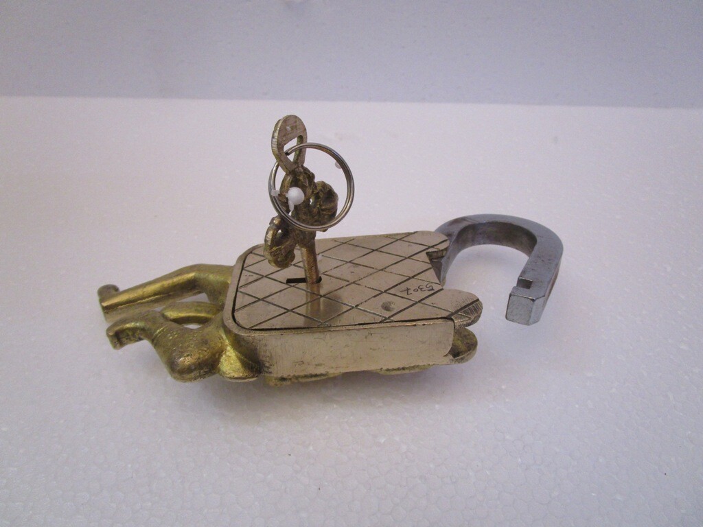 Lucchetto Decorativo In Ottone Con Ganesh - Chiusura Antica Con Chiave Per Porte - Foto 6