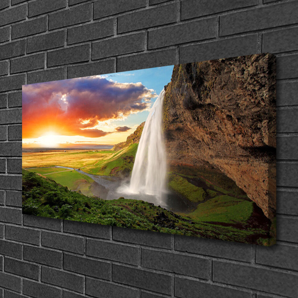 Tableau impression nature 100x50 photo sur toile grand format paysage montagne cascade