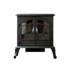 XBrand 24.7"H Black Freestanding Portable High/Low Heat Wired Fire Stove