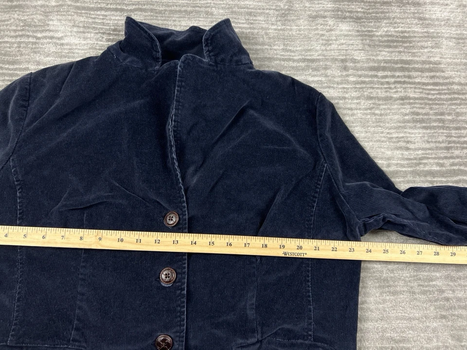 Chaqueta para mujer St Johns Bay 2X azul pana blazer mezcla de algodón bolsillos Foto 4 de 4