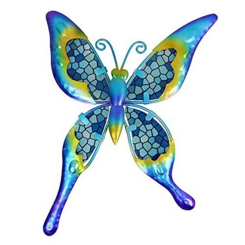 Liffy Metal Butterfly Wall Decor Glass Outdoor Wall Art Hanging Garden Decor UK - Picture 1 of 5