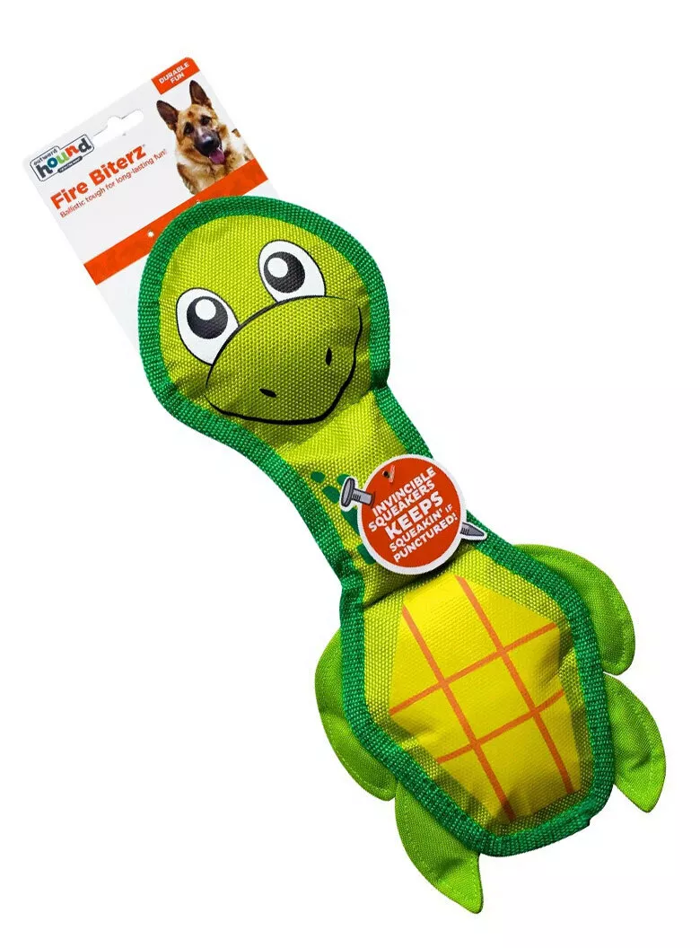 Fire Biterz Sea Turtle Durable Squeaker Dog Plush Toy By Outward