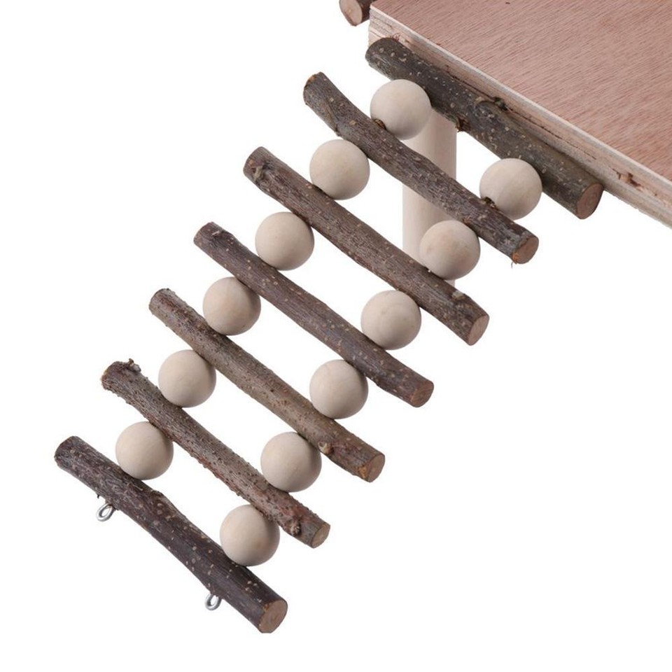 FONDOTIN Holz Vogelleiter - Sitzstange Und Spielzeug Für Vogelkäfig