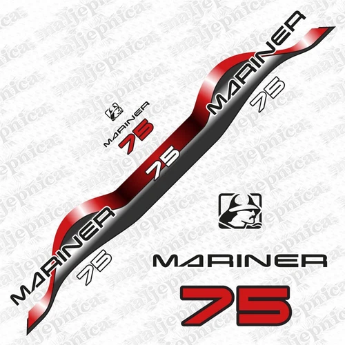 Mariner 75 Outboard 1994/2004 Aftermarket RED Decal Aufkleber Sticker Set