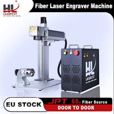 JPT 60W M7 E2 Fiber Laser Marking Machine with D80 Rotary Motorized & EZCAD 2