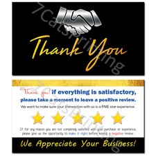 for eBay Seller Thank You Cards Black Gold Five Stars