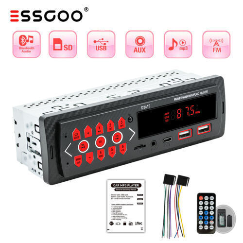 1DIN Car Radio Bluetooth MP3 Player AUX USB FM 12V Stereo Audio Remote Head Unit - Picture 1 of 13