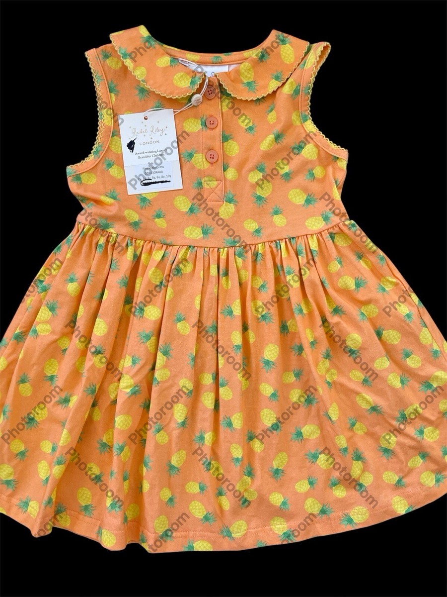 Rachel Riley NWT Orange/Yellow Pineapple Crochet Edged Cotton Knit Dress-4T  | eBay