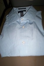 NWT LANDS END SPREAD COLLAR DRESS SHIRT WRINKLE FREE BROADCLOTH BLUE 16.5 33