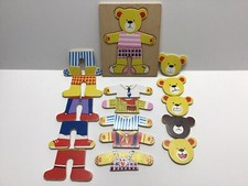 Melissa  Doug Wooden Dress-up Bears 18 Mix  Match Pieses