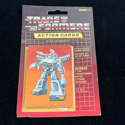 1985 Transformers Hasbro Action Cards Prowl Top Unopened Sealed Pack