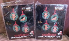 Titan Needlecraft Calico Ornament Kit Bears on Wreaths Set of 2 Vtg 1984 USA