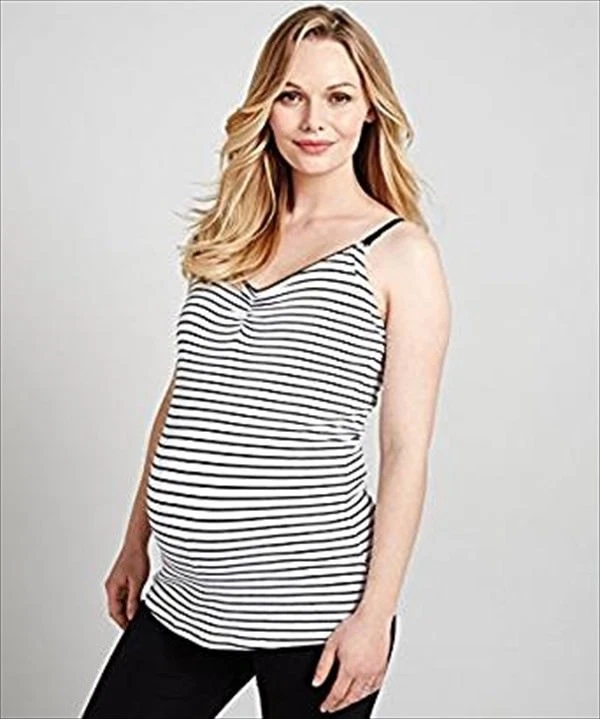 MOTHERCARE BLOOMING MARVELLOUS MATERNITY NURSING VEST TOP BLACK STRIPED X  LARGE