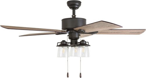 Versatile 52" Dual Finish Ceiling Fan with Quiet Reversible Motor & Light Kit - Picture 10 of 11