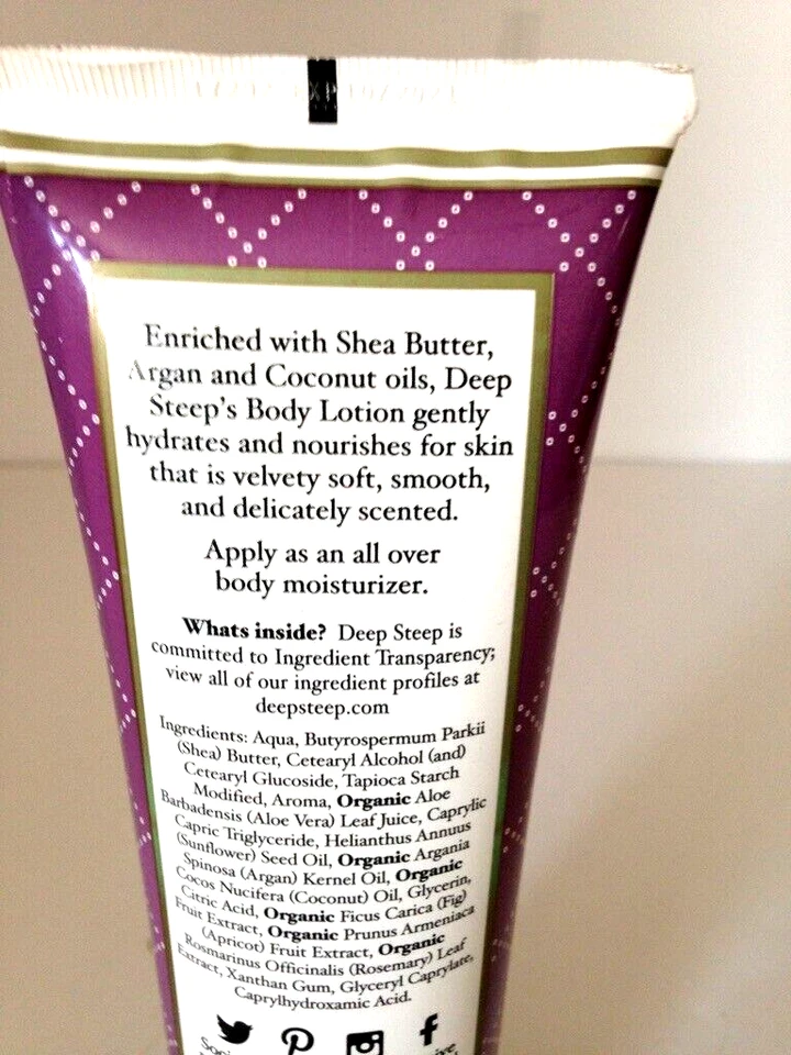 Loción corporal Deep Steep Premium Beauty higo albaricoque con aceite de coco y argán 8 oz NUEVO Foto 4 de 4