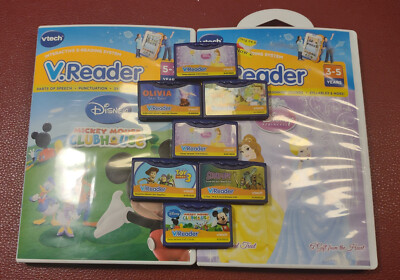 Lot of 7 VTech VReader Learning System Game Cartridges Disney Princess Toy Story