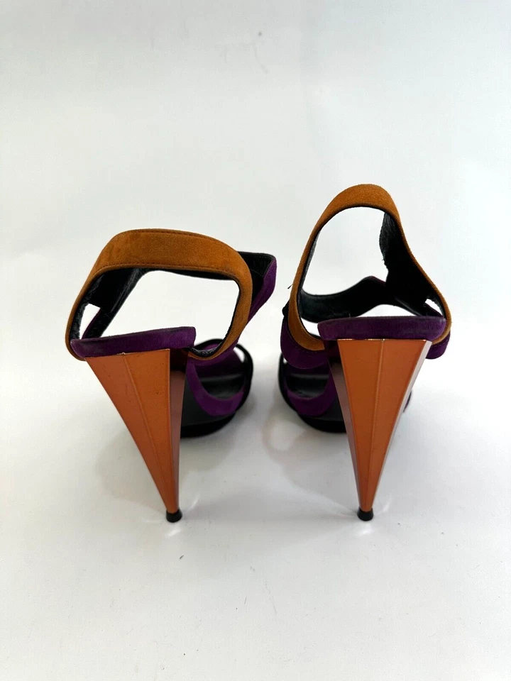 Gucci Multicolor Suede Liberty Platform Sandals Size 38 EU - Image 3 of 4