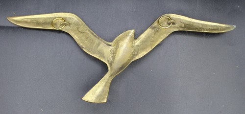 Vintage MCM Massiv Messing hängende fliegende Möwe Vögel Wanddekoration 13 Zoll - Bild 2 von 2