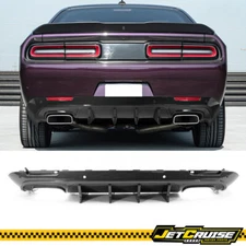 Fits 15-23 Dodge Challenger IKON V4 Carbon Fiber Print Rear Bumper Lip Diffuser