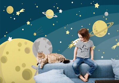 3D Planet Star Space Illustration Self-adhesive Removable Wallpaper Murals