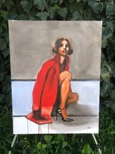MALIA PETTIT Original MODERN EXPRESSIONIST Beautiful Fashion Girl Oil on Canvas