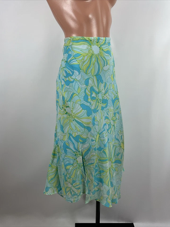 Lane Bryant Womens Blue Asymmetric Flowy Y2K Fairy Floral Midi Skirt Slit 18/20 - Image 3 of 4