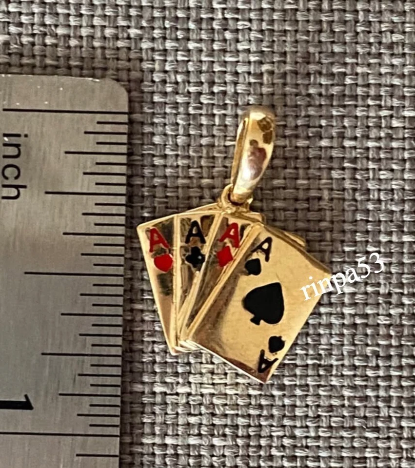 4 four Aces Poker Card Black & Red Enamel For Women's Solid Metal Real In 925 SS - Image 2 of 3