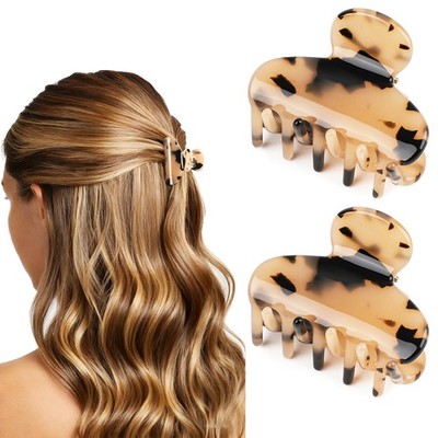 2 Pack Tortoise Mini Acetate Hair Claw Clips 1.6 Inch Small Tiny Jaw Bangs