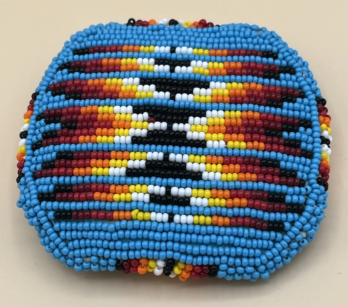 VTG Native American Handmade Beaded Belt Buckle Deer hide Leather Backing native american beaded belt buckle products for sale | eBay main image 3