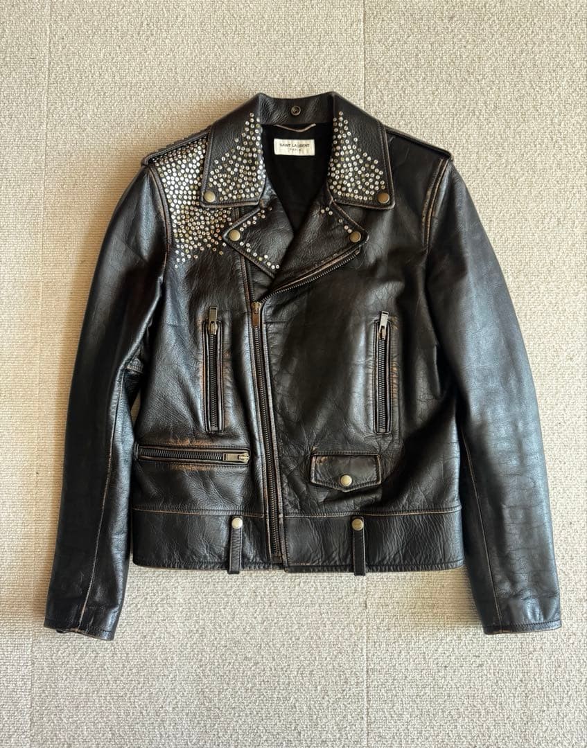 SAINT LAURENT PARIS L01 Studded Riders Jacket | eBay