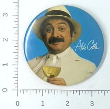 Vintage Aldo Cella TV spokesman Cella Lambrusco Wines Pin Pinback Button
