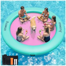 ACOMUZI 10FT Water Hammock Inflatable Floating Dock, Round Floating Ring Lake...