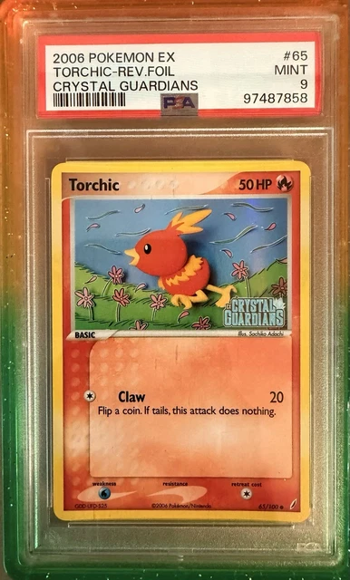 Torchic 65/100 EX Crystal Guardians Reverse Holo 2006 PSA 9 LOW POP 97